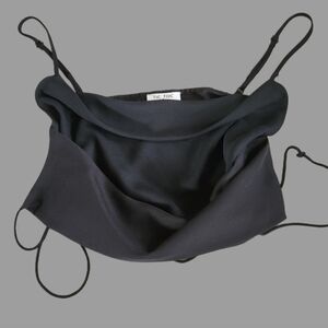 Tic Toc‎ Sm Black Tie Up Top Flattering Scoop Neck Romantic Formal Glam Cocktail